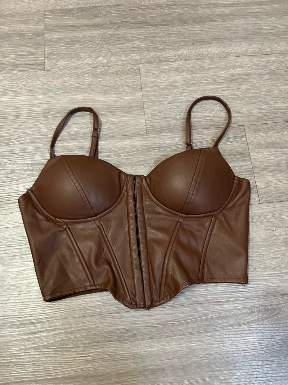 Windsor Brown Faux Leather corset top